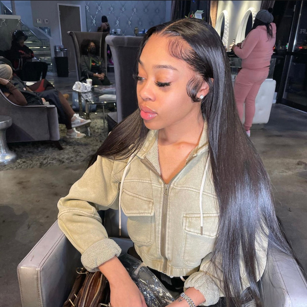 Transparent 13*6 Virgin Straight Frontal Wig