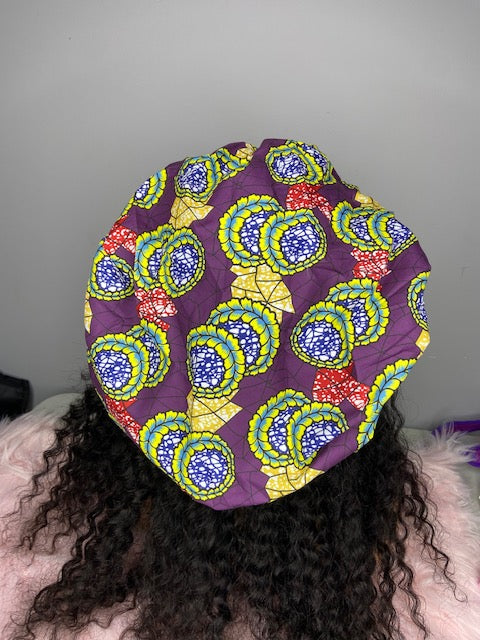 African Print  silk lined Bonnets